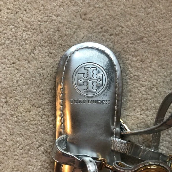 Tory Burch Silver Metallic Miller Thong Sandals - Picture 3 of 4